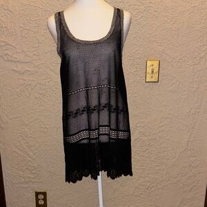 Free People Black Lace Trim Tunic